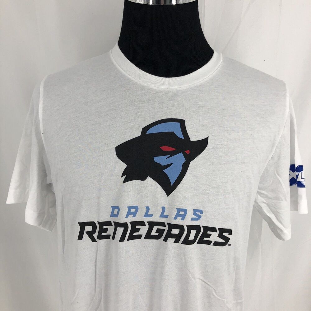 XFL Official DALLAS RENEGADES Football White Blue Graphic T-Shirt Large NWT